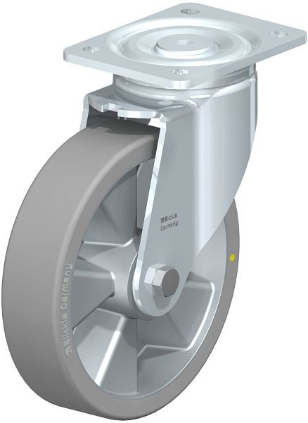 Blickle LH-ALTH 200K-AS Stahlblech-Lenkrolle, Schwerlast-Ausführung, mit Anschraubplatte, Blickle Extrathane®, Grau, 620963