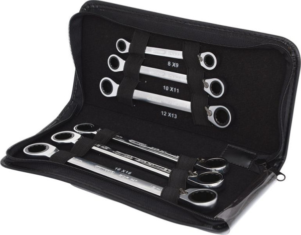 KS Tools GEARplus Doppel-Ratschenringschlüssel-Satz, umschaltbar, 6-tlg, 503.4580