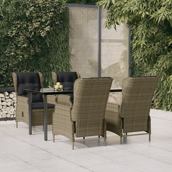 vidaXL 5-teilig Garten-Essgruppe Braun Poly Rattan, 3156798
