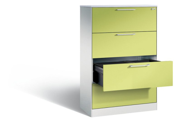 C+P Schubladenschrank Asisto, H1310xB800xT435 mm, Grau/Viridingrün/DBS Hellgrau, 146023-412 S10210