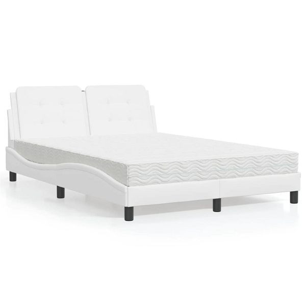 vidaXL Bett mit Matratze Weiß 120x200 cm Kunstleder, 3208853