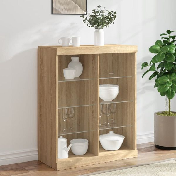 vidaXL Sideboard mit LED-Leuchten Sonoma-Eiche 81x37x100 cm, 836716