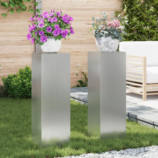 vidaXL Outdoor Pflanzenständer Säule 2 Stück 24x24x75 cm Verzinkter Stahl, 865825