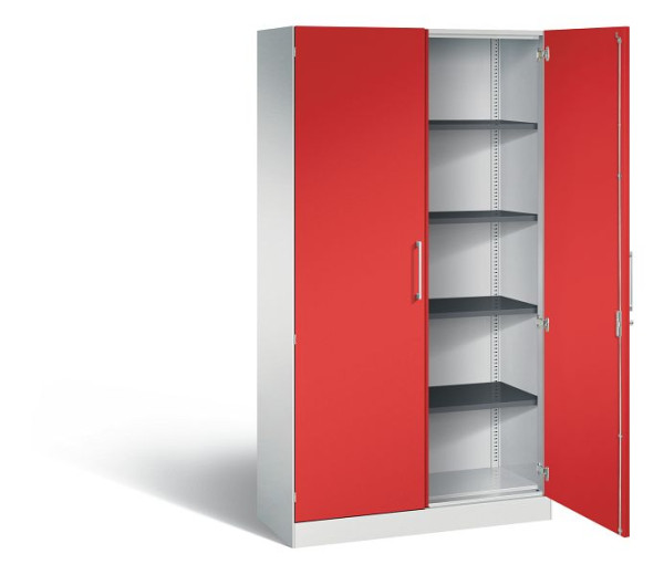 C+P Flügeltürenschrank Asisto, H1980xB1000xT435mm, Farbe: Lichtgrau / feuerrot, Bügelgriff, 5 OH, 141002-000 S10269