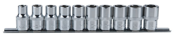 KS Tools 1/2" CHROMEplus Sechskant-Stecknuss-Satz, 10-teilig, 918.0650