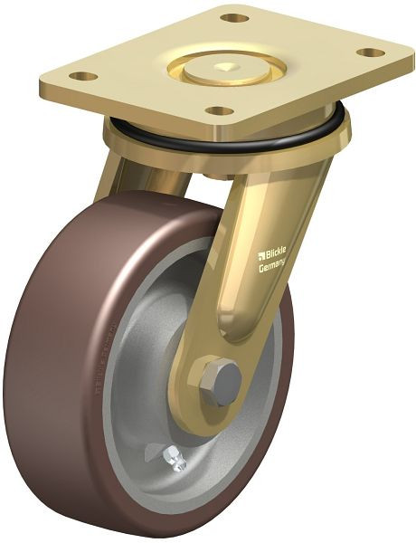 Blickle LS-GB 150K Stahlgeschweißte Schwerlast-Lenkrolle, schwere Drehkranz-Ausführung, Blickle Besthane®, Braun, 741979