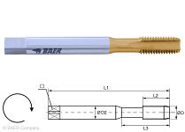 BAER HSSE-TiN Maschinengewindebohrer Form C - M 4 x 0,7 - DIN 371 Hohe Standzeit, 110504008