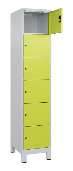 C+P Schließfachschrank Evolo PLUS, mit Füßen, 6 Fächer, 1950x400x500mm, 7035/00, Frontfarbe 1108060 RDS Clowngrün, 049010-126 S10015