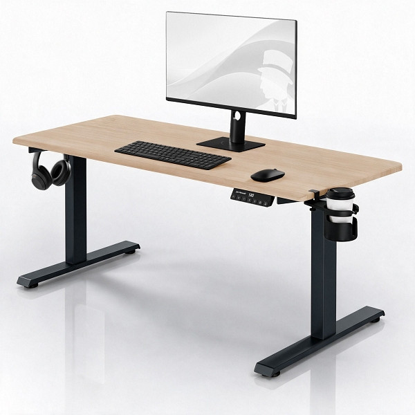 Jan Nowak Elektrischer Schreibtisch mit Höhenverstellung ergonomisch anthrazit/Sonoma-Eiche, 1600x800 mm, ARIA 1600, 2748