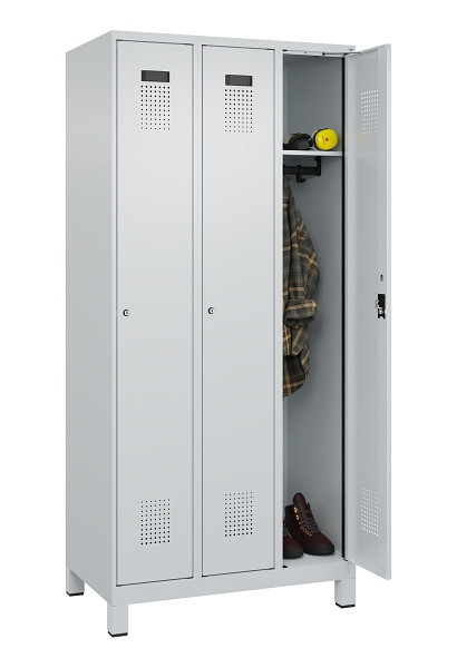 C+P Spind Evolo PLUS, mit Füßen, 3 Abteile, 1950x900x500mm, 7035/7035, Verschluss Zylinderschloss, Ablageböden 3, 049010-30 S10040