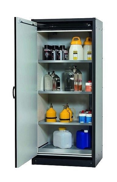 asecos Sicherheitsschrank Q-CLASSIC-30, Q30.195.086.WD in reinweiß RAL 9010 mit 3x Fachboden (Edelstahl), 31008-070-30047
