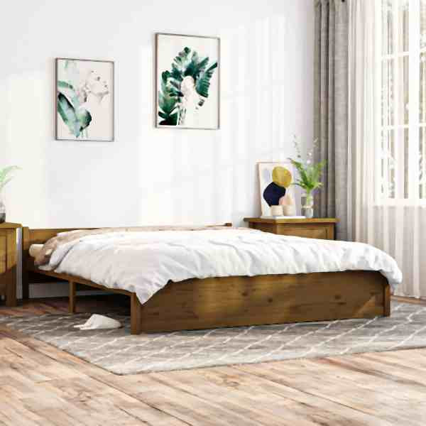 vidaXL Massivholzbett Honigbraun 200x200 cm, 815067, 8720287000129