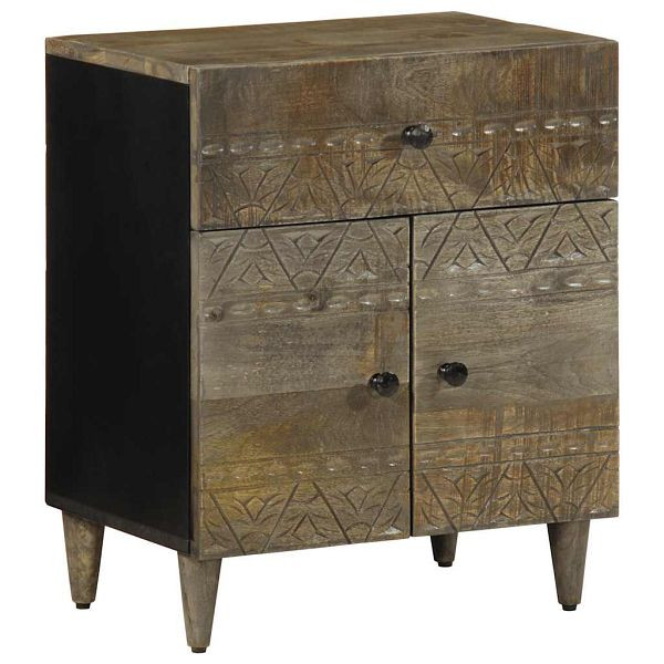 vidaXL Nachttisch Hellgrau 50x33x60 cm Massivholz Mango, 4017803