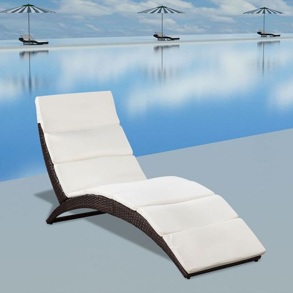 vidaXL Klappbare Sonnenliege mit Auflage Poly Rattan Braun, 41808