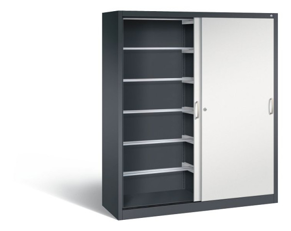 C+P Schiebetürenschrank Acurado, H1950xB1600xT500mm, Farbe: Schwarzgrau / Lichtgrau, Bügelgriff, 2150-60 S10031