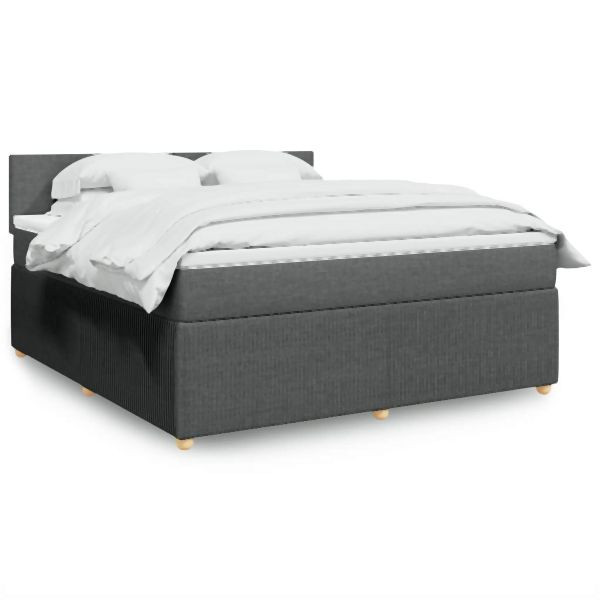 vidaXL Boxspringbett mit Matratze Dunkelgrau 180x200 cm Stoff, 3289829