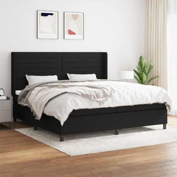 vidaXL Boxspringbett mit Matratze Schwarz 200x200 cm Stoff, 3131539