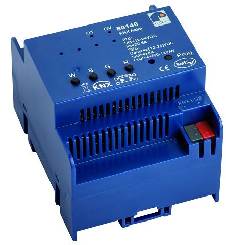 rutec KNX Aktor 12-24V Reiheneinbau mehrfarbig für VARDAflex 4x1 Kanal 4 Adressen, 80140