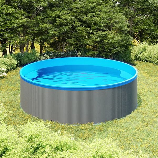 vidaXL Planschbecken 350x90 cm Grau, blau, Stahl, PVC, 92808