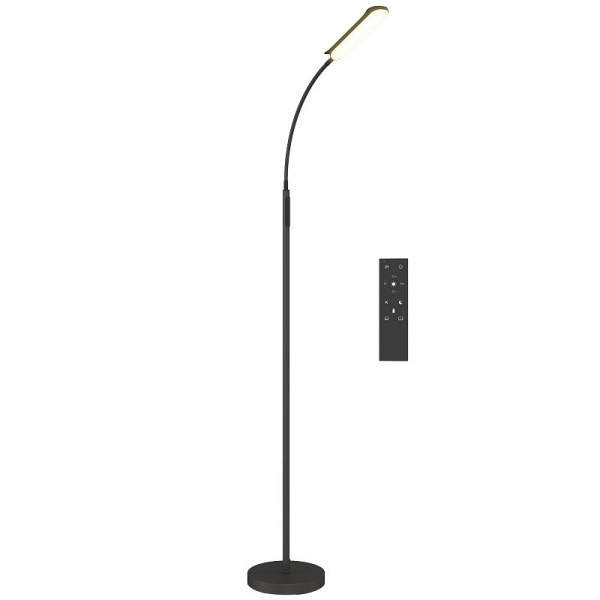 HOMCOM LED-Stehlampe, 5 Modi, Speicherfunktion, verstellbare Helligkeit, Stahl, Schwarz, B31-540V90BK