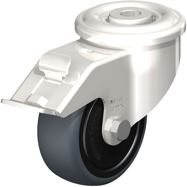 Blickle LEXR-TPA 80KD-FI-ELS-FK Edelstahl-Lenkrolle mit Rückenloch & Feststeller, Thermoplastisches Gummi-Elastomer, Grau, 853607