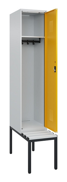 C+P Spind Evolo PLUS, 1 Abteile, 2120x400x815mm, 7035/1004, Haken 4, Zylinderschloss, Sitzfläche Kunststoff, Sitzbank, 0490507-12 S10081