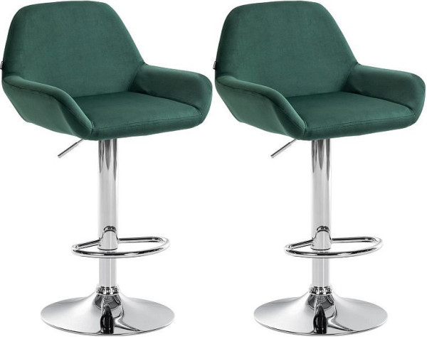 CLP Barhocker Braga Samt chrom, dunkelgrün, VE: 2 Stück, 323651