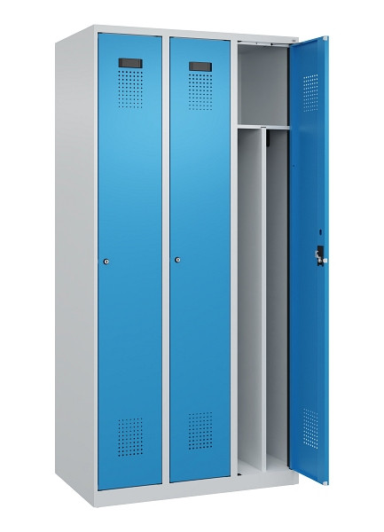 C+P Spind Evolo PLUS, 3 Abteile, 1850x900x500mm, 7035/5012, Verschluss Zylinderschloss, 049000-30F S10034