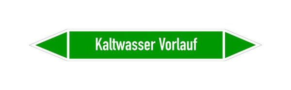 Schilder Klar Rohrleitungskennzeichen Kaltwasser Vorlauf, 187x26 mm Folie selbstklebend, 101439/61