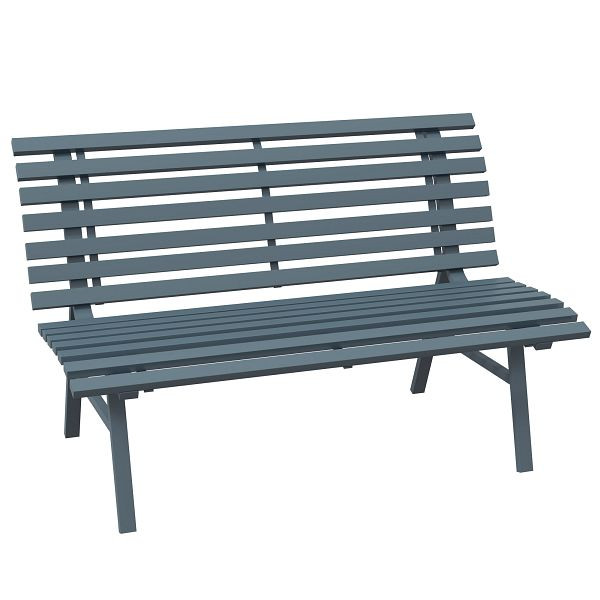 Outsunny Gartenbank Sitzbank Parkbank, Lattendesign, wetterbeständig, Aluminium, 123 x 67 x 79 cm, Blau, 84G-206V00BU