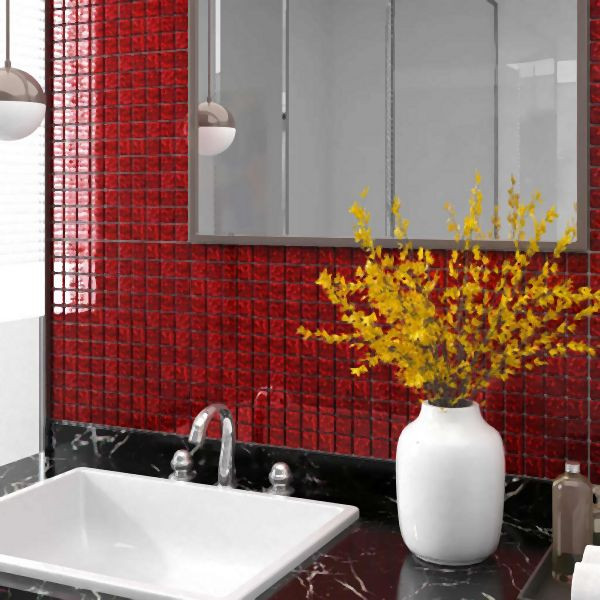 vidaXL Mosaikfliesen 11 Stück Rot 30x30 cm Glas, 327305