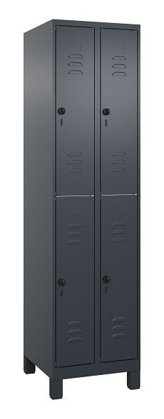 C+P Doppelstöckiger Spind Classic PLUS, Füße, 2 Abteile, 1950x500x500mm, 7016/7016, 080310-29 S10012