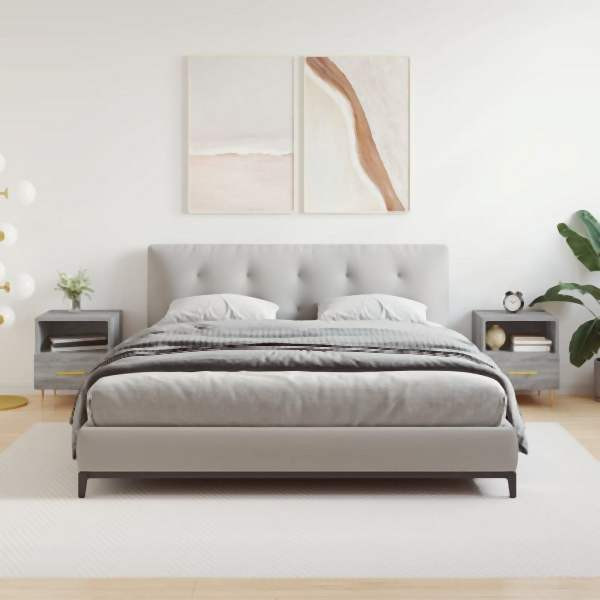 vidaXL Nachttische 2 Stück Grau Sonoma 40x35x47,5 cm Holzwerkstoff, 827417