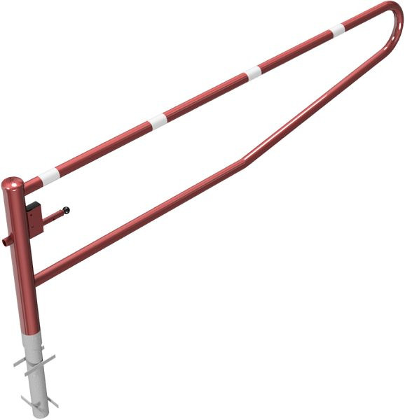 Schake Drehbare Gatterschranke, zum Einbetonieren, feuerverzinkt und rot beschichtet, Gesamtbreite: 3000 mm, mit Dreikantverschluss, 413_301FB