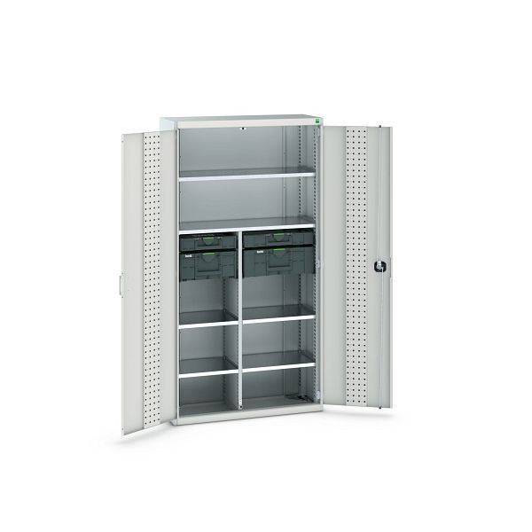 bott cubio Koffer-Flügeltürenschrank bestückt mit 2x Systainer3 / 2x Organizer, BxTxH: 1050x400x2000mm, RAL 7035 / RAL 7035, 40032040.16V