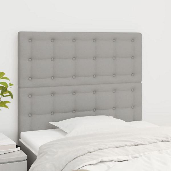 vidaXL Kopfteile 2 Stück Hellgrau 100x5x78/88 cm Stoff, 3116756
