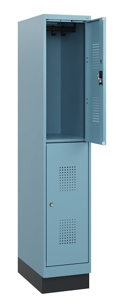 C+P Doppelstöckiger Spind Evolo PLUS, Sockel, 2 Fächer, 1630x300x500mm, 0010/001, Zylinderschloss, 0493205-10 S10058