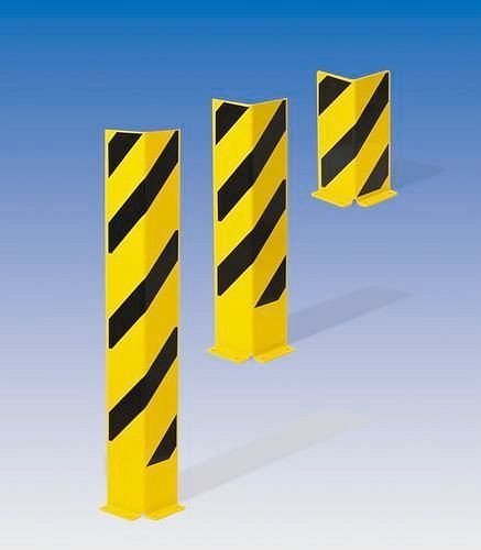 DENIOS Anfahrschutz-Winkel aus Stahl, L-Profil, Höhe 1200 mm, Stärke 6 mm, gelb/schwarz, 180-223