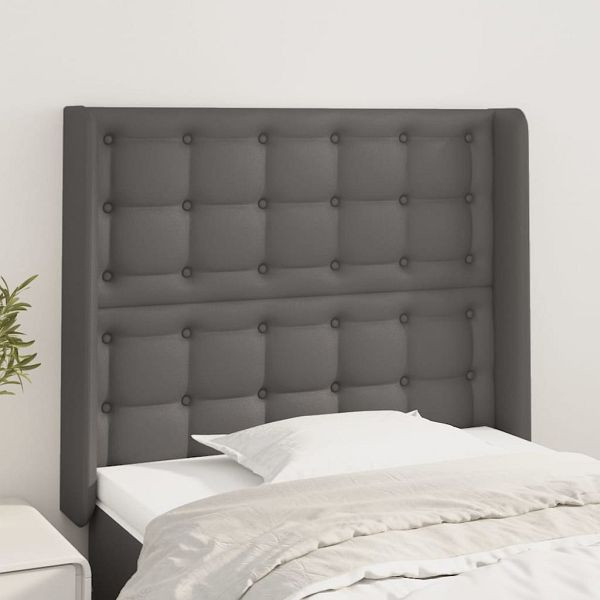 vidaXL Kopfteil mit Ohren Grau 83x16x118/128 cm Kunstleder, 3119656