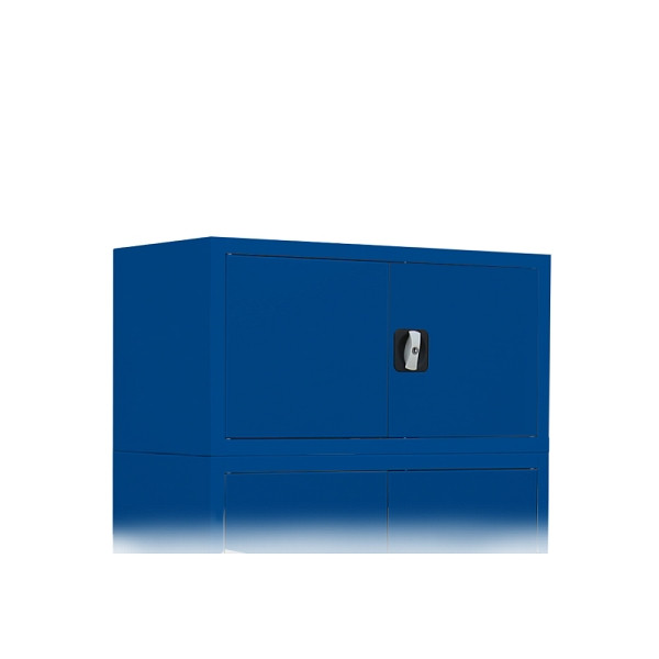 Lüllmann Aufsatzschrank mit Flügeltüren und Zylinderschloss mit Drehgriff, 450 x 925 x 422 mm, enzianblau, 531123