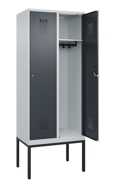 C+P Spind Evolo PLUS, Gestell, 2 Abteile, 2120x800x500mm, 7035/7016, Verschluss Zylinderschloss, Ablageböden 2, 0490307-22 S10039