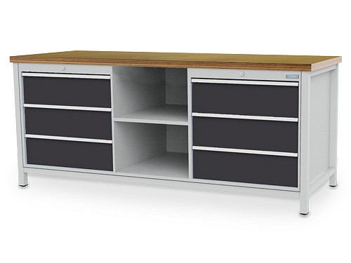 Bedrunka+Hirth Kastenwerkbank Breite 2000 mm, R 24-24, 6x Schublade, Maße in mm (B x T x H): 2000 x 750 x 859, 03.20.18VZ