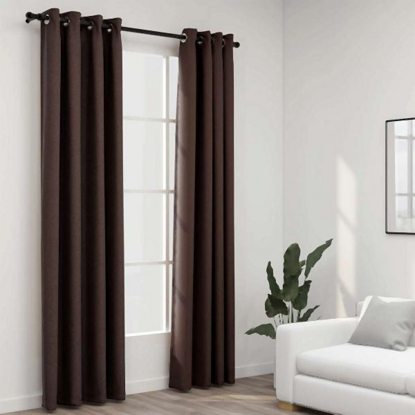 vidaXL Verdunkelungsvorhänge Ösen Leinenoptik 2 Stück Taupe 140x225 cm, 321201