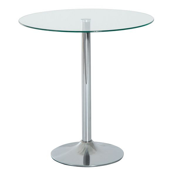 HOMCOM Runder Esstisch mit Glastischplatte, Metallgestell, Silberfarben, 835-040V01SR