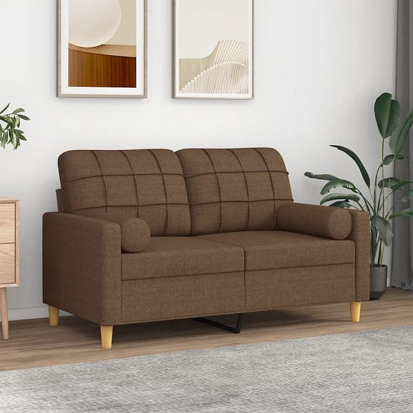 vidaXL 2-Sitzer-Sofa mit Zierkissen Braun 120 cm Stoff, 3200777