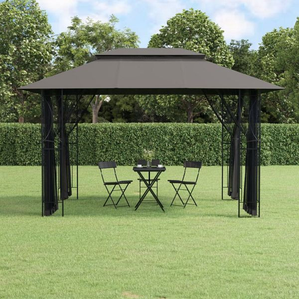 vidaXL Pavillon mit Seitenwänden Anthrazit 400x300x270 cm Stahl, 360144