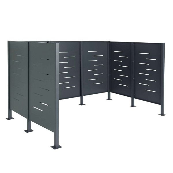Mendler Mülltonnen-Zaun HWC-J55, Mülltonnenverkleidung Mülltonnenaufbewahrung, 150x243x163 Metall, anthrazit, 81184+81185+81186
