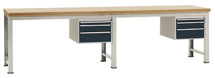 Manuflex Komplett-Werkbank Grund- und Anbau PROFI Standard mit Multiplex-Platte, BxTxH = 3000 x 700 x 840 mm, Anthrazit, WP5564.7016