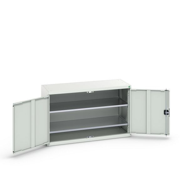 bott verso Flügeltürschrank, mit 2 Fachböden, BxTxH: 1300 x 550 x 800 mm, Lichtgrau / Lichtgrau, 16926621.16