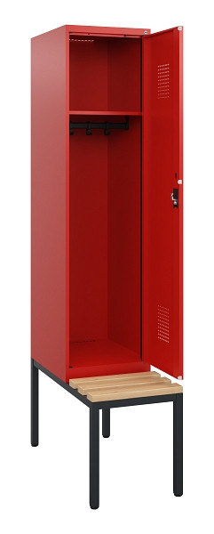 C+P Spind Evolo PLUS, 1 Abteil, 1950x400x815mm, 3020/3020, Zylinderschloss, Sitzfläche Holz, Sitzbank, 0490505-12 S10052
